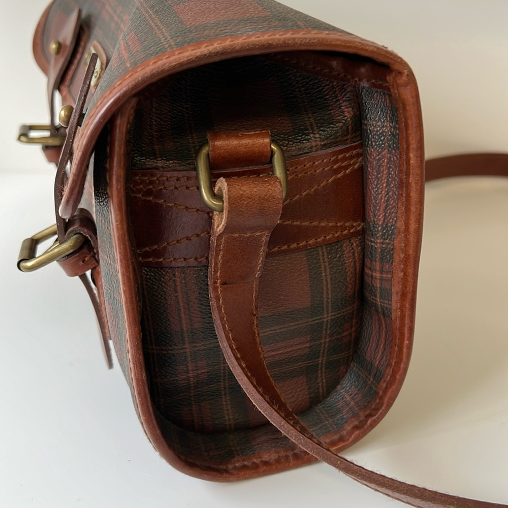 Vintage Ralph Lauren Brown Tartan Plaid Crossbody Messenger Saddle Bag - Picture 5 of 16